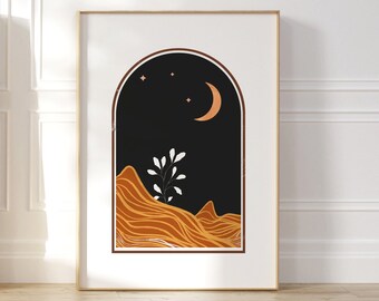 Mid Century Art Print | Burnt Orange Print | Boho Home Decor | Living Room Wall Art | Bathroom Wall Art | Landscape Art | Terracotta Art