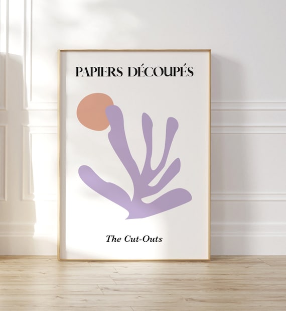 Minimalist Abstract Art Print, Pastel Lilac Wall Art Print, The Cut-Outs Print, Matisse Inspired Art, Papiers Decoupes Print, Pastel Colours