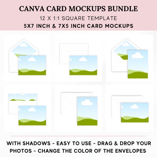 Minimal 5x7 Greeting Card Mockup. Mockup Bundle. Canva Card Mockup. Invitation Mockup. 5x7 Cards mockup. Canva Mockups.