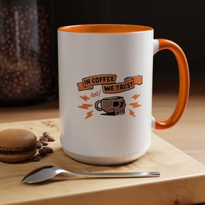 In Coffee We Trust Personalized American Tradition Tattoo Flash Sheet Ceramic Mug – Classic Tattoo Style Custom Name Mug Skull Mug