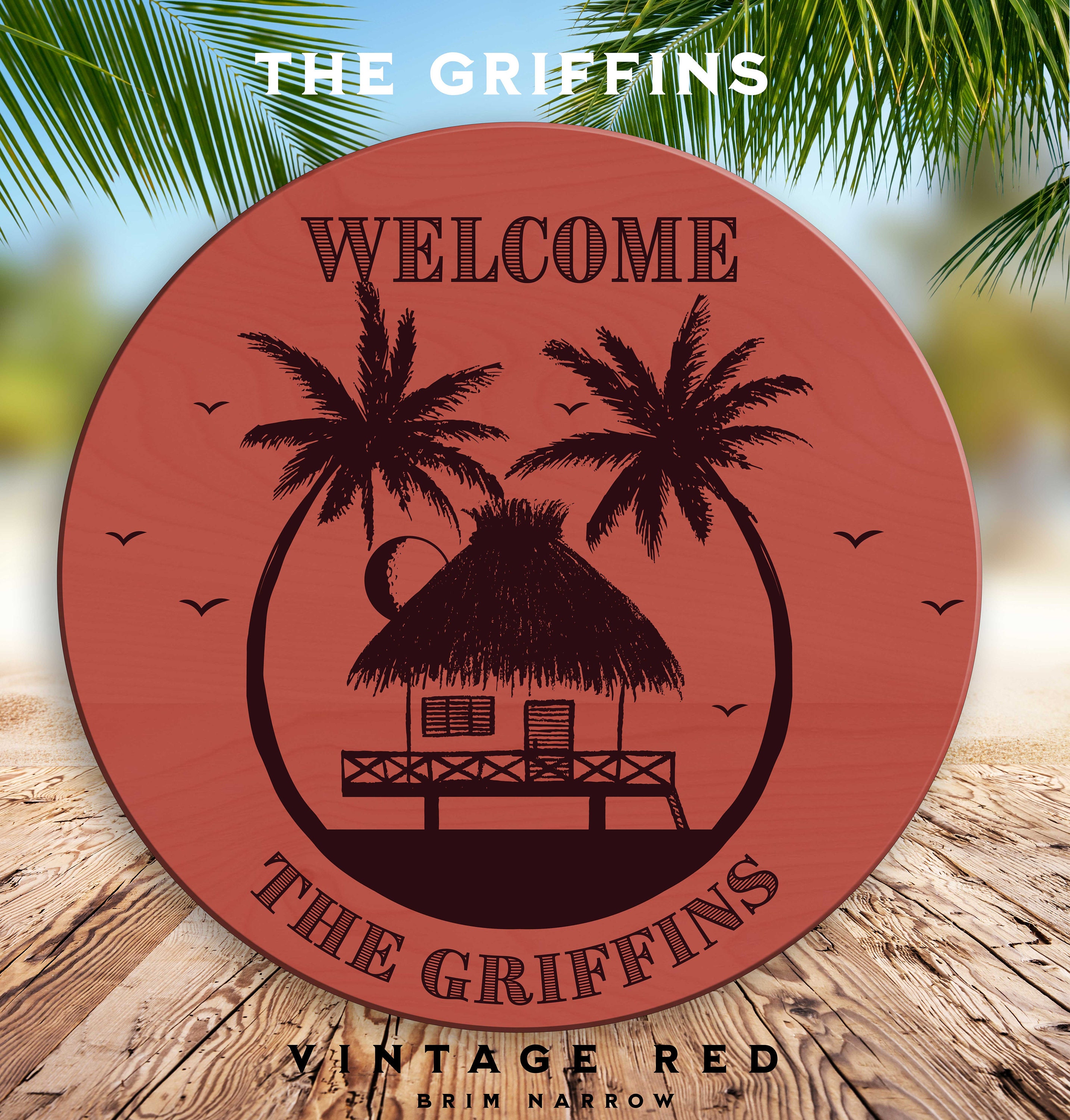 Beach House Sign Personalized Round Wood Beach House Sign with Etsy