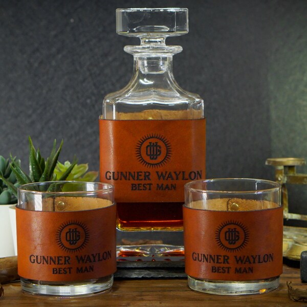 Leather Wrapped Scotch Glasses Etsy