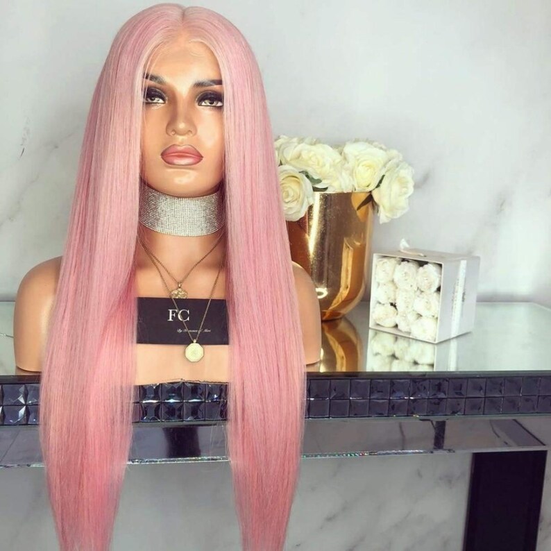 BRAZILIAN Virgin Remy Pink Ombre Lace Front Human Hair Wigs Etsy
