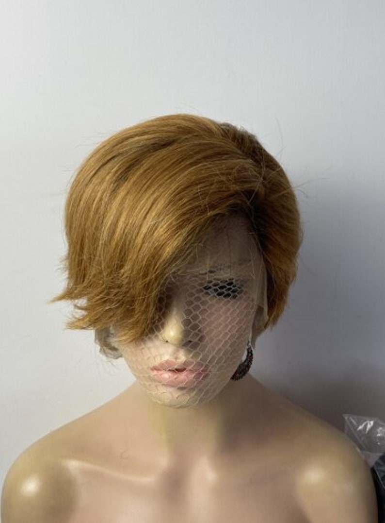 Pixie Cut Colored Short Human Hair Wavy Wig Bob Ombre Honey Etsy