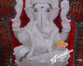 Marble Ganesh Statue-Marble Ganesh Murti For Home Mandir/Temple/Office-Ganpati Idol-White Marble Ganesh Statue-Hindu God DeityFigurineTemple