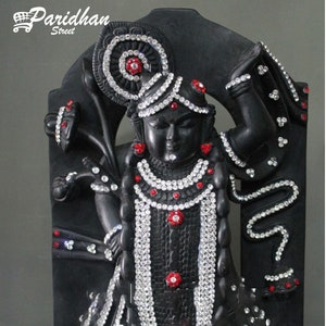Shrinath Ji idol-Black Marble Shri Nath Ji Statue-Indian Shrinathji Figure Statue-Shrinathji Statue At Home Mandir Office-Shreenathji