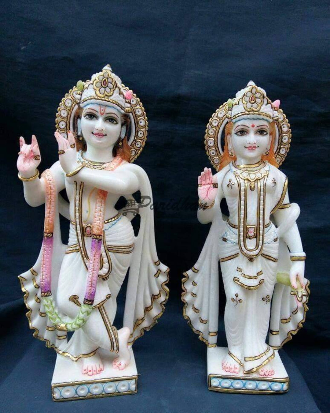 Handmade Marble Radha Krishna Pair Statue Radha Krishna Murti for Home