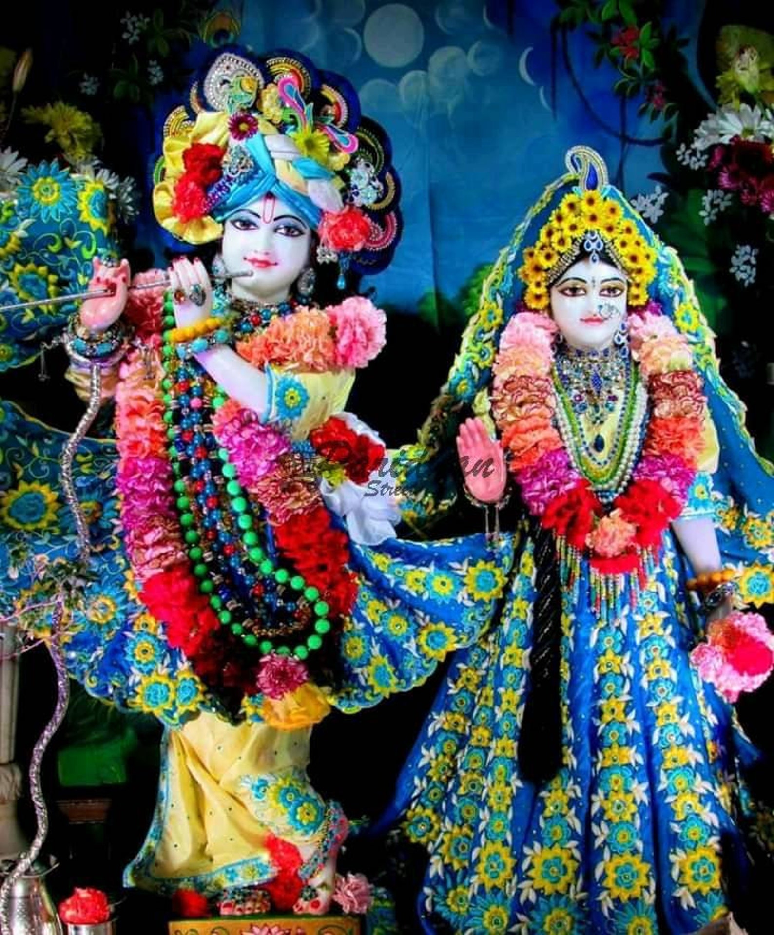 Marble ISKCON Deities of Radha and Krishna Statue Exquisite Etsy