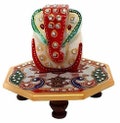 Handcrafted Meenakari Work Lord Ganesha With Marble Chowki