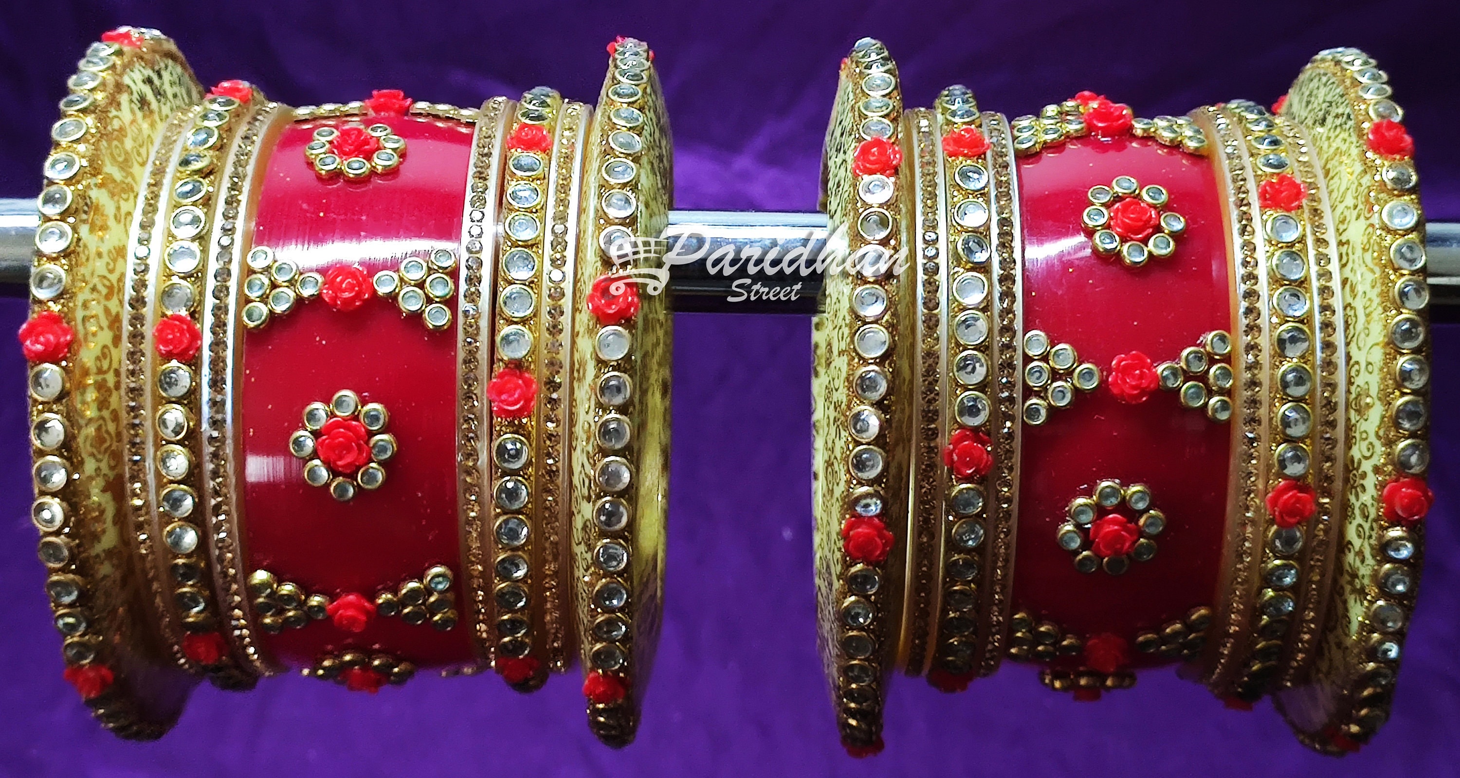 Flor roja boda ChuraRajasthani ChuraBridal Chuda SetEthnic Etsy