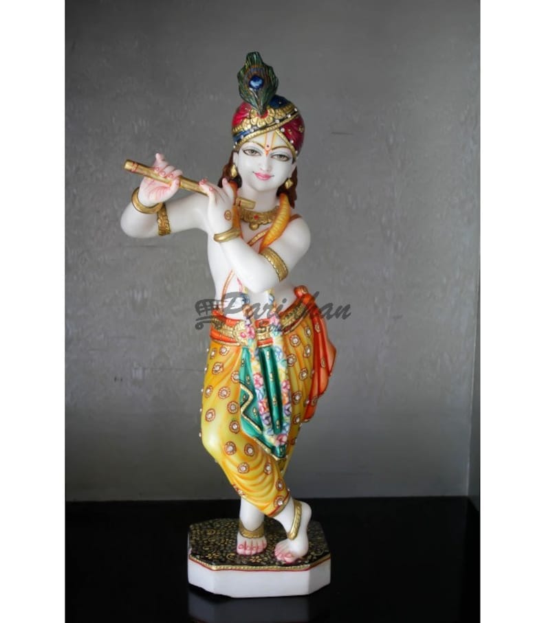 Multicolor Painted Marble Krishna StatueLord Krishna Marble Etsy