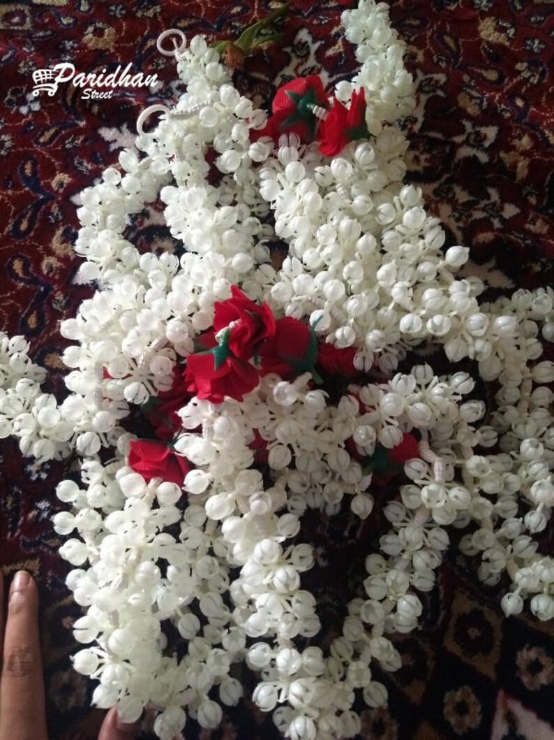 Artificial Jasmine Flower Garland6 String Mogra Buds Etsy UK