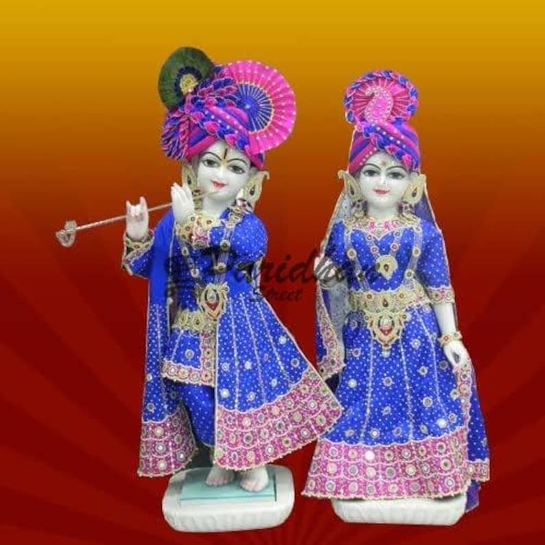 Marble ISKCON Deities of Radha and Krishna Statue Exquisite Etsy