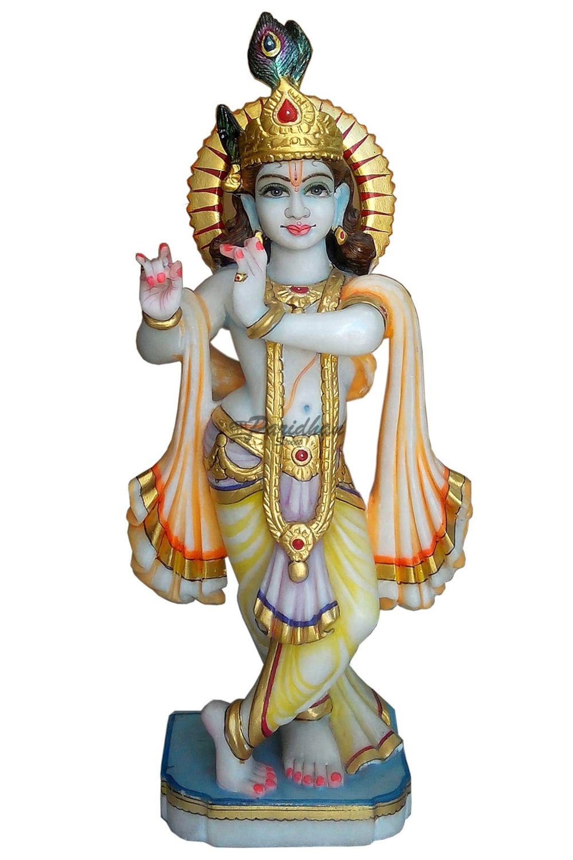 Multicolor Painted Marble Krishna Statue-Lord Krishna Marble | Etsy