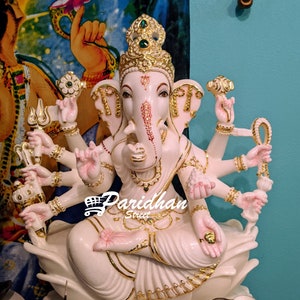Vinayaki Ganesha Marble Statue-Female Ganesha Idol-Ganeshani Statue-Vinayaki Hindu Elephant God-Vighneshvari Vinayaki Statue For Home/Office