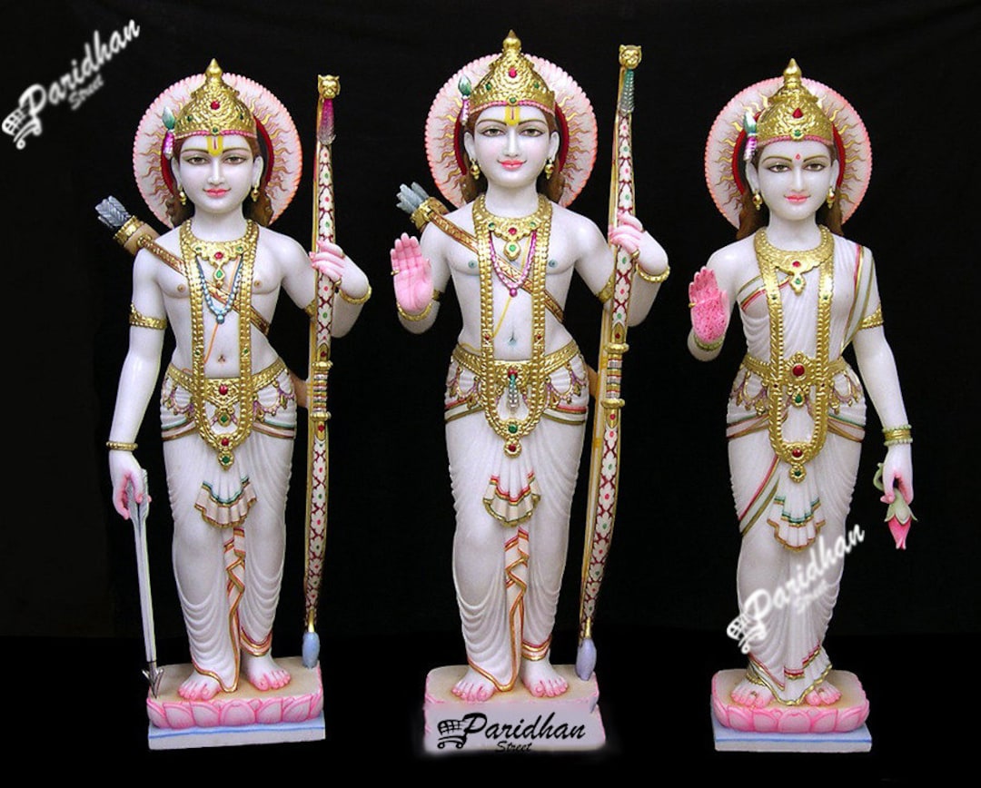 Buy Marble Ram Darbar Statue White Pink Shade Ram Parivar Online ...