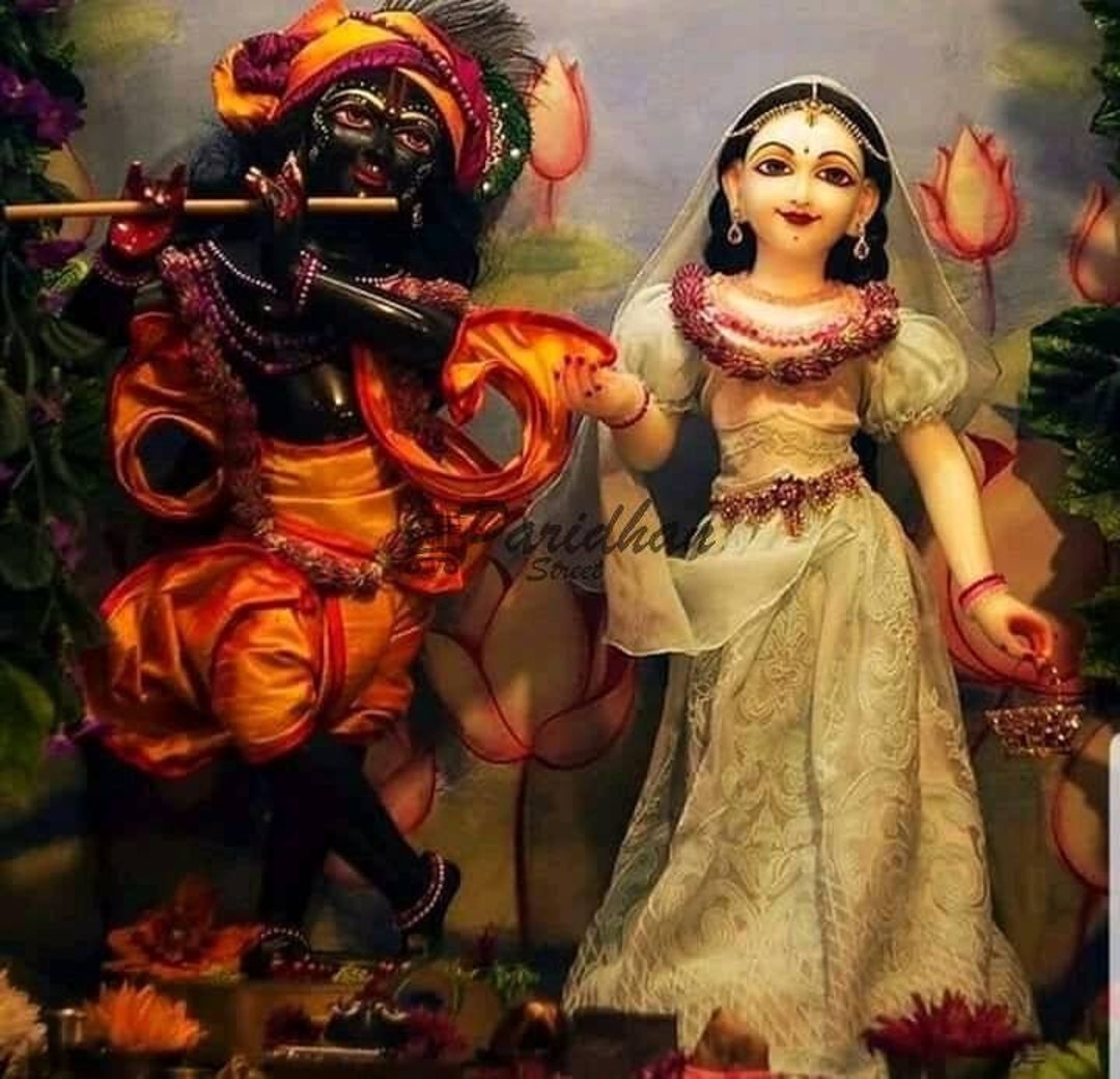 Marble ISKCON Deities of White Radha Black Krishna - Etsy