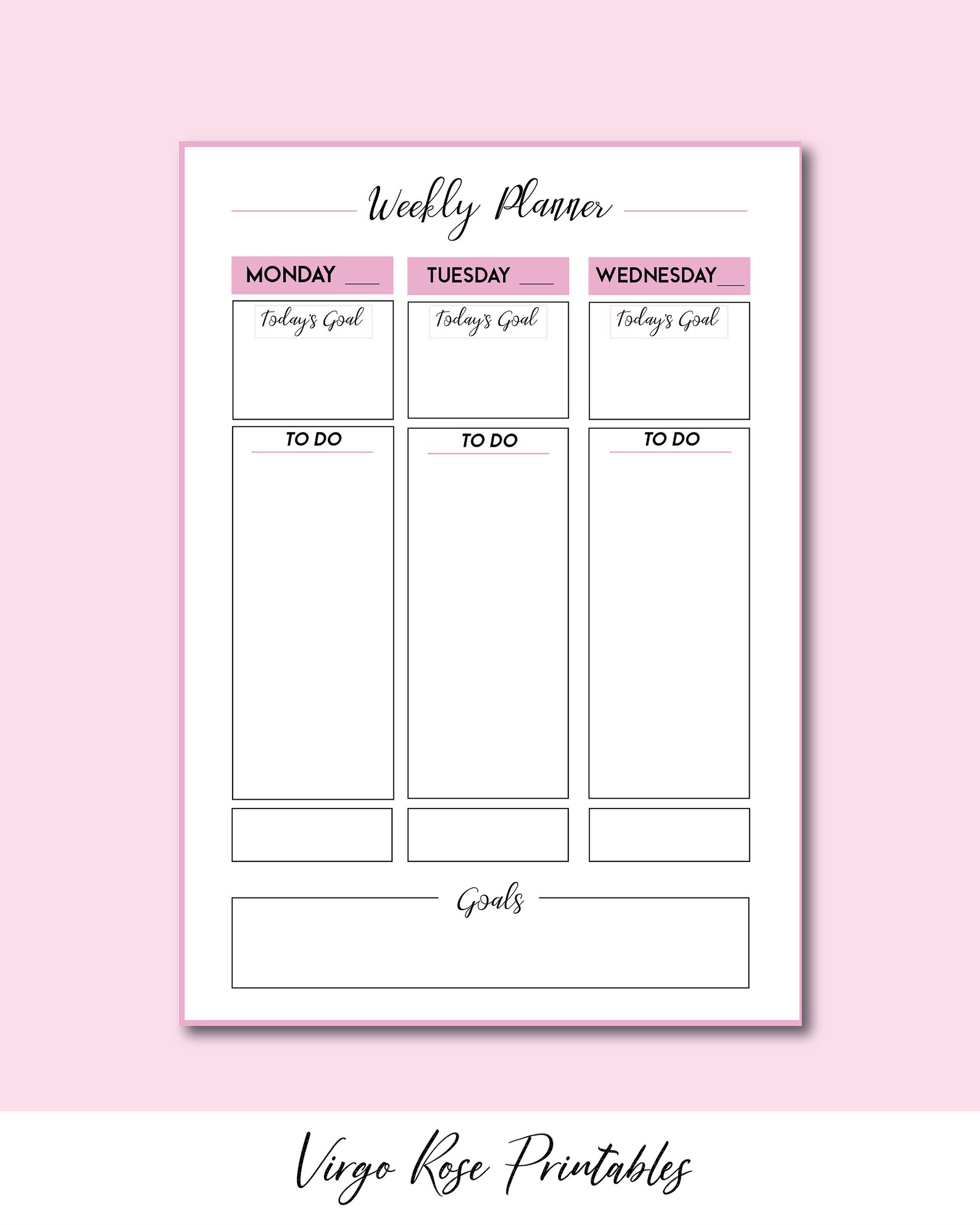 undated weekly planner printable monday start planner etsy