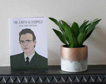 The Earth is Doomed Quote Illustrated Card/ Giles / Buffy the Vampire Slayer / 90s TV Show / Birthday Card