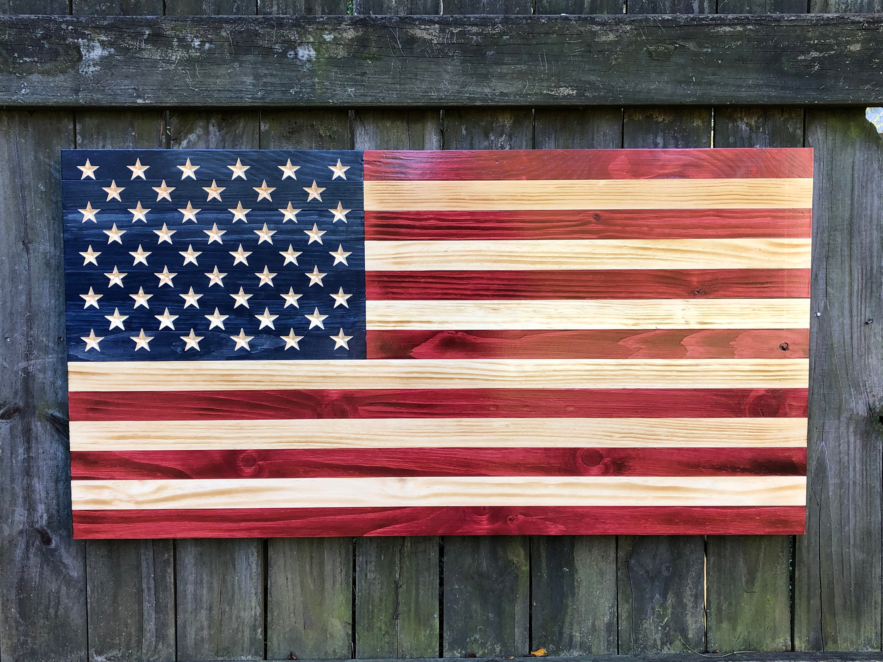 Rustic American Wooden Flag, Customizable, Medium, Large, Extra Large…