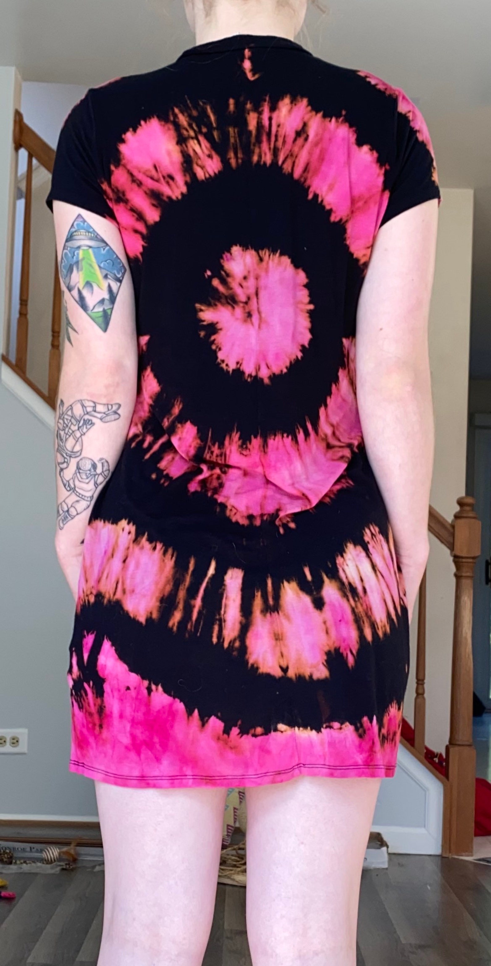 black tie dye t shirt dress