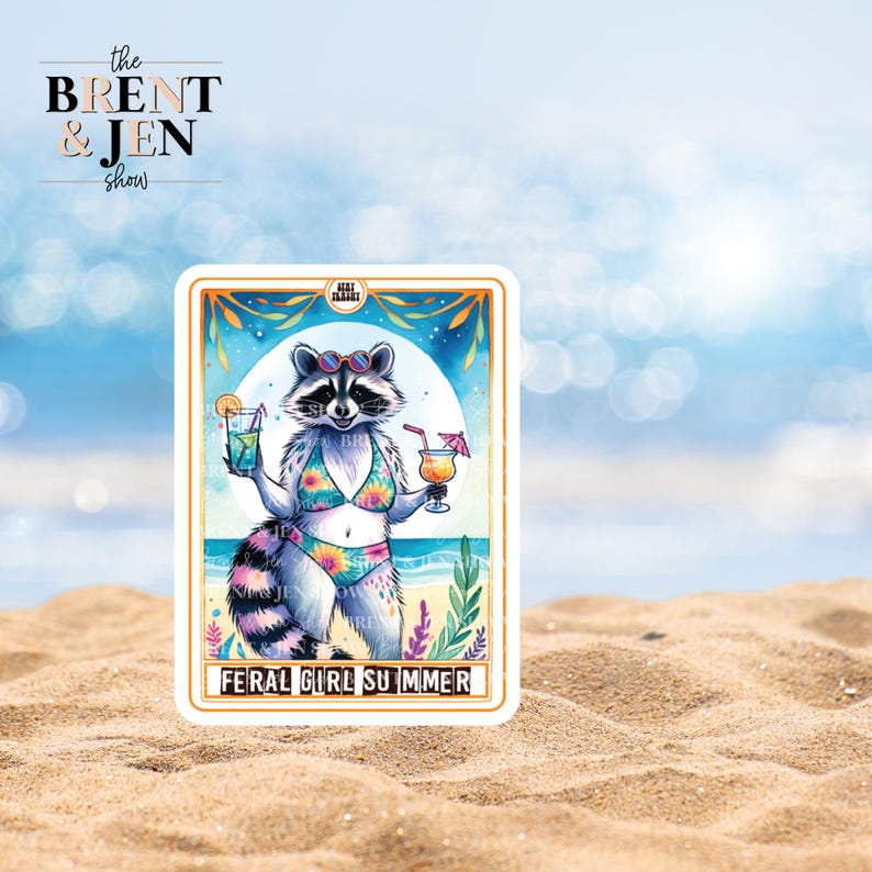 Feral Girl Summer Raccoon, Tarot Card, Sticker or Car Decal - Etsy