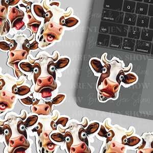 Funny Cow Sticker Pack, 6 Cow Stickers