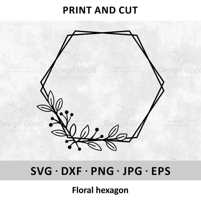 Download Floral hexagon SVG. Laurel frame svg. Wedding monogram svg. | Etsy