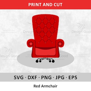 Red Armchair SVG, Silhouette Armchair .svg, Beautiful chair, Beautiful chair  for Cutting Cricut. Silhouette, Comfort chair PNG, .eps, .dxf