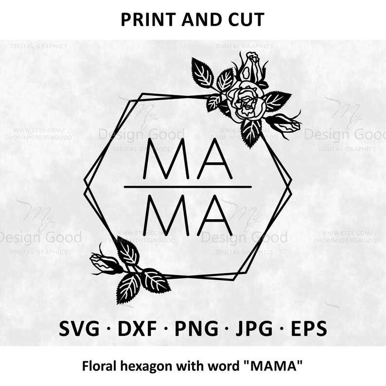 Download Roses frame svg png. Mama floral hexagon svg. Mothers day | Etsy