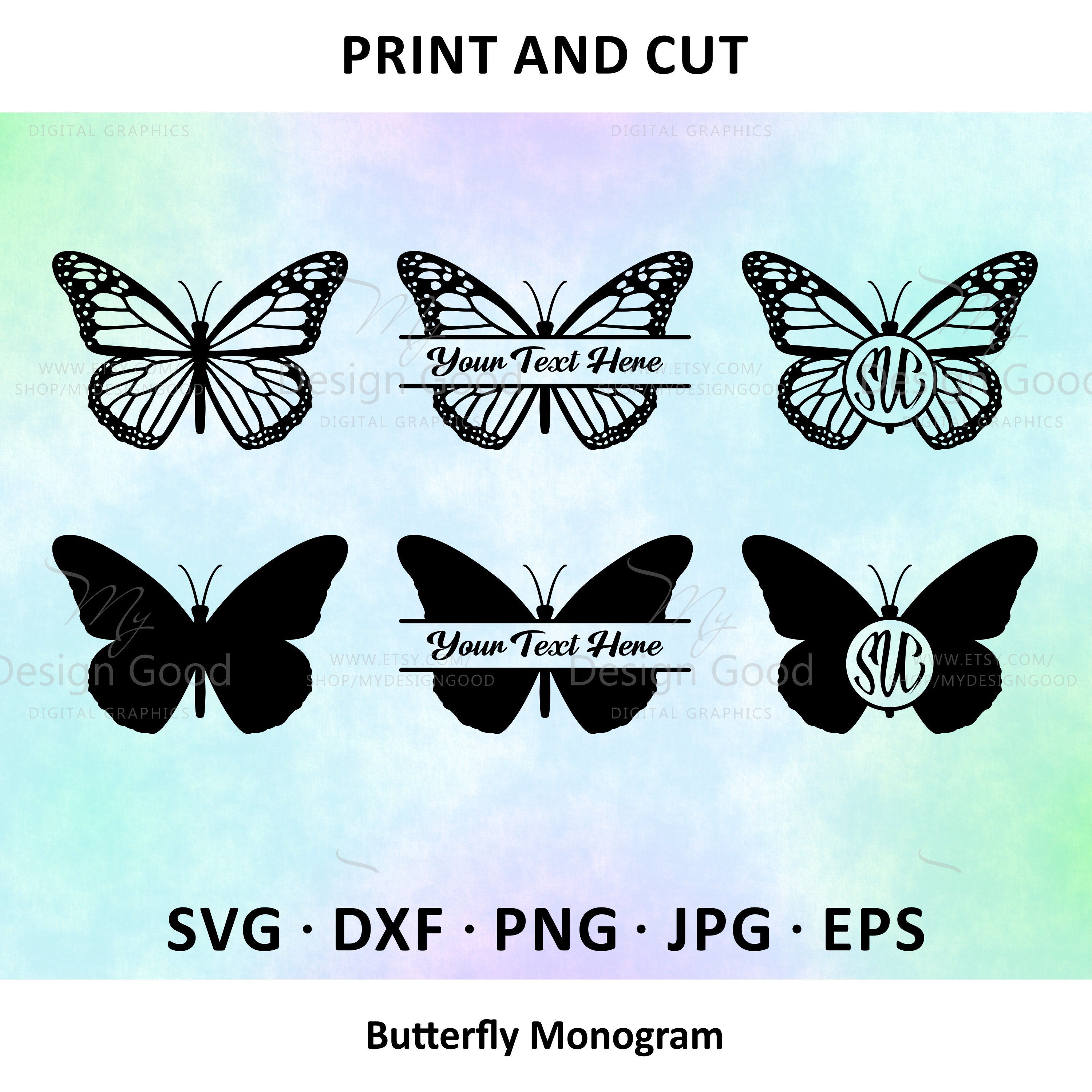 Butterfly Monogram SVG. Monogram Bundle Svg Butterfly Flying | Etsy