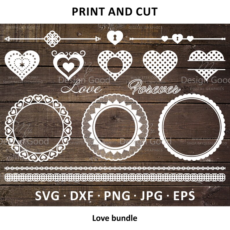 Cricut Laser Cut file Hearts monogram svg dxf Valentine/'s Day SVG Bundle love Clipart Frame Love Forever Silhouette one color DIY eps