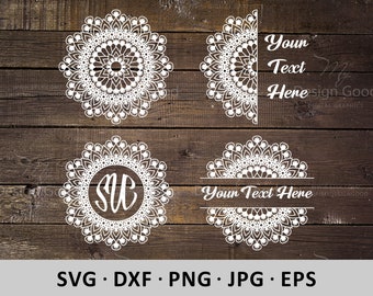 Mandala floral svg, Mandala Monogram svg, Mandala svg, Mandala calcomanía svg, Mandala boda svg, Flor mandala, Clipart Silhouette Cut archivo