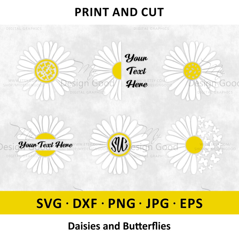 Daisy Monogram SVG, Daisy Bundle Cut File, Nice Flower Clipart Svg ...