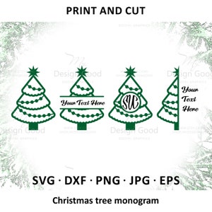 Monograma de árbol de Navidad SVG, paquete de árbol de Navidad svg, png. Diseño de árbol para camiseta svg. Clipart de invierno DIY, eps, dxf. Archivo Silhouette Cut Cricut