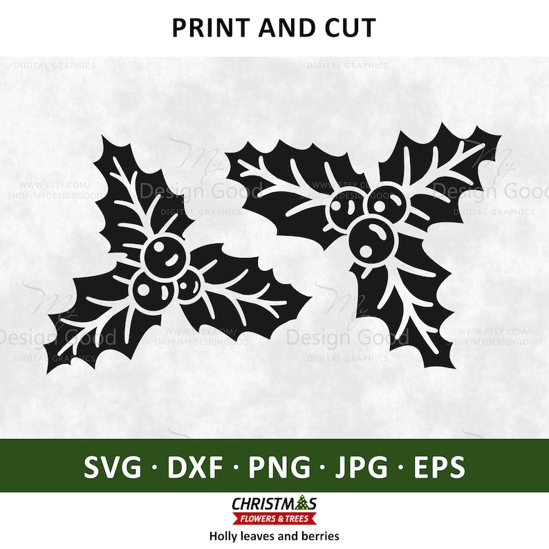 Holly Berry Svg. Holly Leaves SVG. Clipart EPS Png Dxf. Etsy