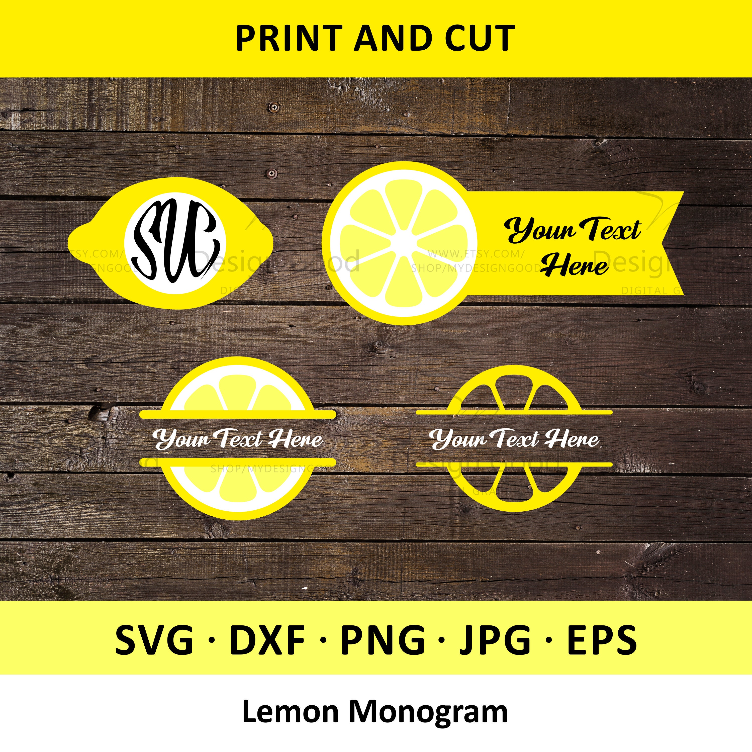 Lemon Dfx Lemon Monogram SVG, Lemon Cut File, Citrus Fruits Svg. Slice of Lemon ...