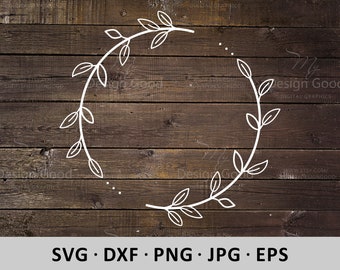 Laurel wreath SVG. Leaves frame svg. Laurel monogram svg. Design for Wedding, DIY, Shirt. Branch wreath svg. Silhouette, Cut file, Cricut