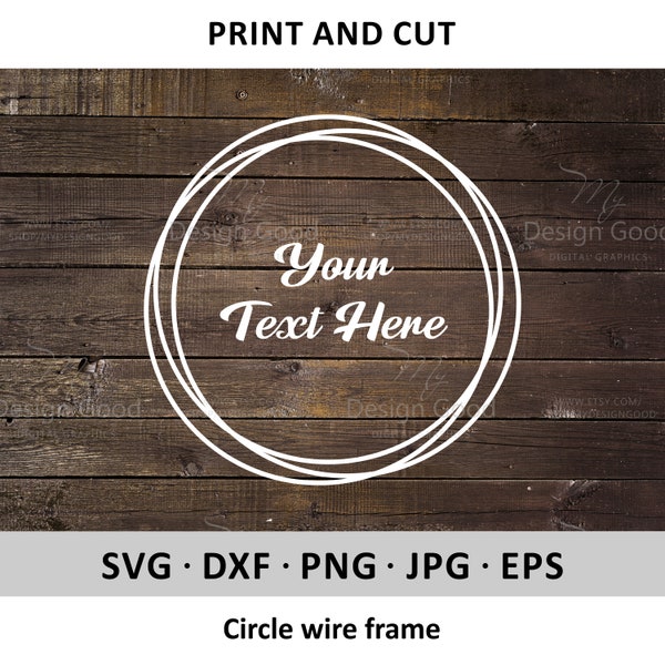 Circle Monogram SVG, Round Wire Frame. Cute Black Design for DIY. Decor for Shirt. Fall Clipart, eps, dxf, PNG. Silhouette, Cut file, Cricut