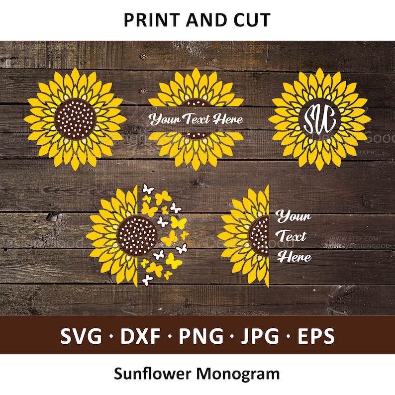 Download Sunflower Monogram SVG. Yellow Sunflowers Bundle Cut File ...