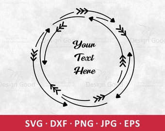 Arrow Wreath SVG. Frame with Arrow svg. Circle Wire Frame svg Wedding monogram svg. Glowforge Designs Shirt. Silhouette, Cut file, Cricut