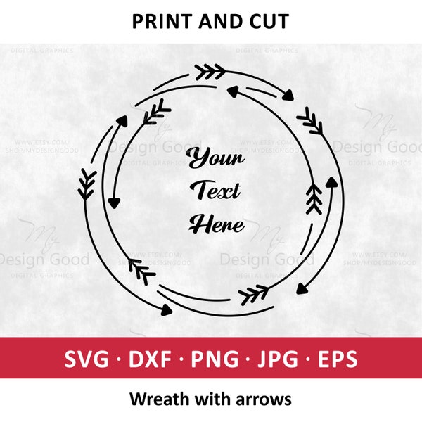 Arrow Wreath SVG. Frame with Arrow svg. Circle Wire Frame svg Wedding monogram svg. Glowforge Designs Shirt. Silhouette, Cut file, Cricut