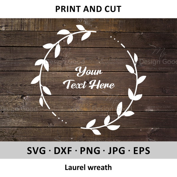 Laurel wreath SVG. Laurel frame svg. Wedding monogram svg. Leaves frame. Design, DIY, Shirt. Branch wreath svg. Silhouette, Cut file, Cricut