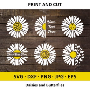 Daisy Monogram SVG, Daisy Bundle Cut File, Nice Flower clipart svg, Design Butterflies, Quote. Cricut, Silhouette Cameo, png, dfx, jpg, EPS