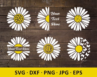 Daisy Monogram SVG, Daisy Bundle Cut File, Nice Flower clipart svg, Design Butterflies, Quote. Cricut, Silhouette Cameo, png, dfx, jpg, EPS
