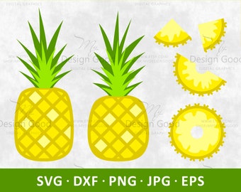 Pineapples SVG, Pineapple Cut File, Pineapple slice PNG, Tropical fruit EPS, Pineapple svg Design, Shirt, Cricut, Silhouette, png, dfx, jpg