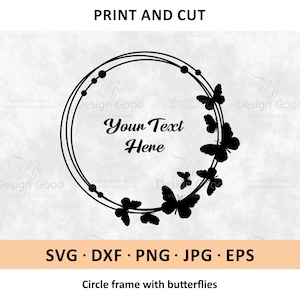 Kreis Drahtrahmen svg. Schmetterlingskranz svg. Kreis-Monogramm SVG.  Selbstgemachtes Shirt. Design für Hochzeit. Schnittdatei. Clipart, dxf. Scherenschnitt, Cricut
