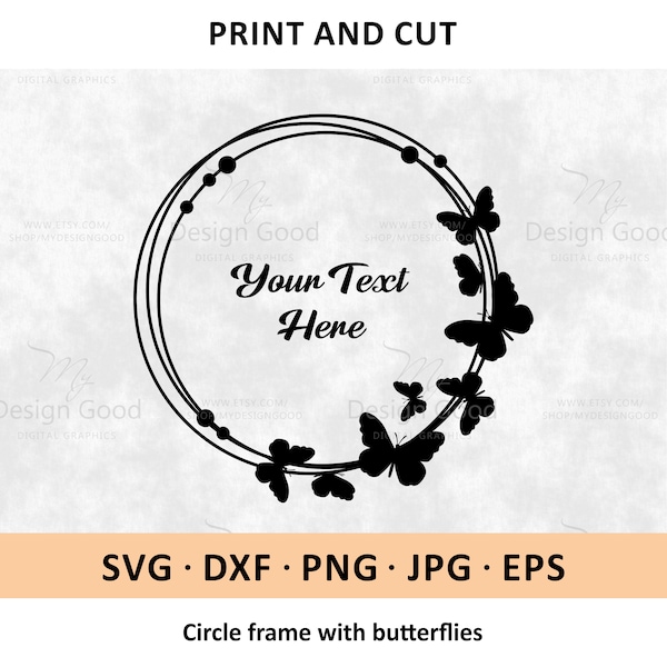 Circle wire frame svg. Butterfly wreath svg. Circle Monogram SVG.  DIY Shirt. Design for Wedding. Cut file. Clipart, dxf. Silhouette, Cricut