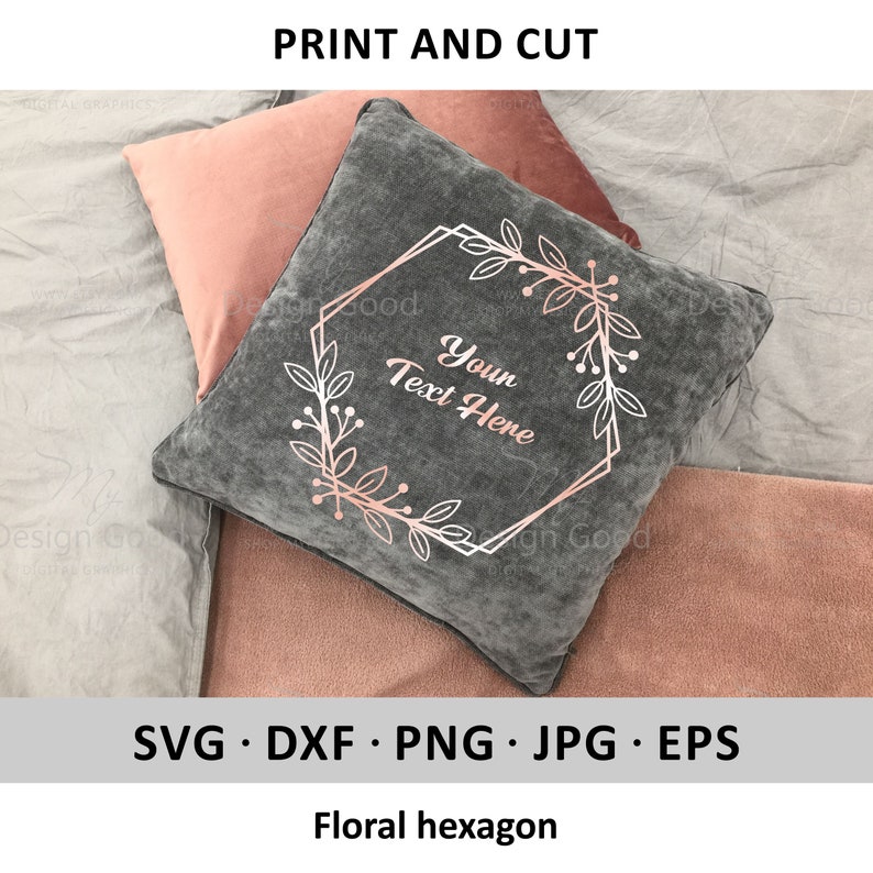 Download Floral hexagon SVG. Laurel frame svg. Wedding monogram svg. | Etsy