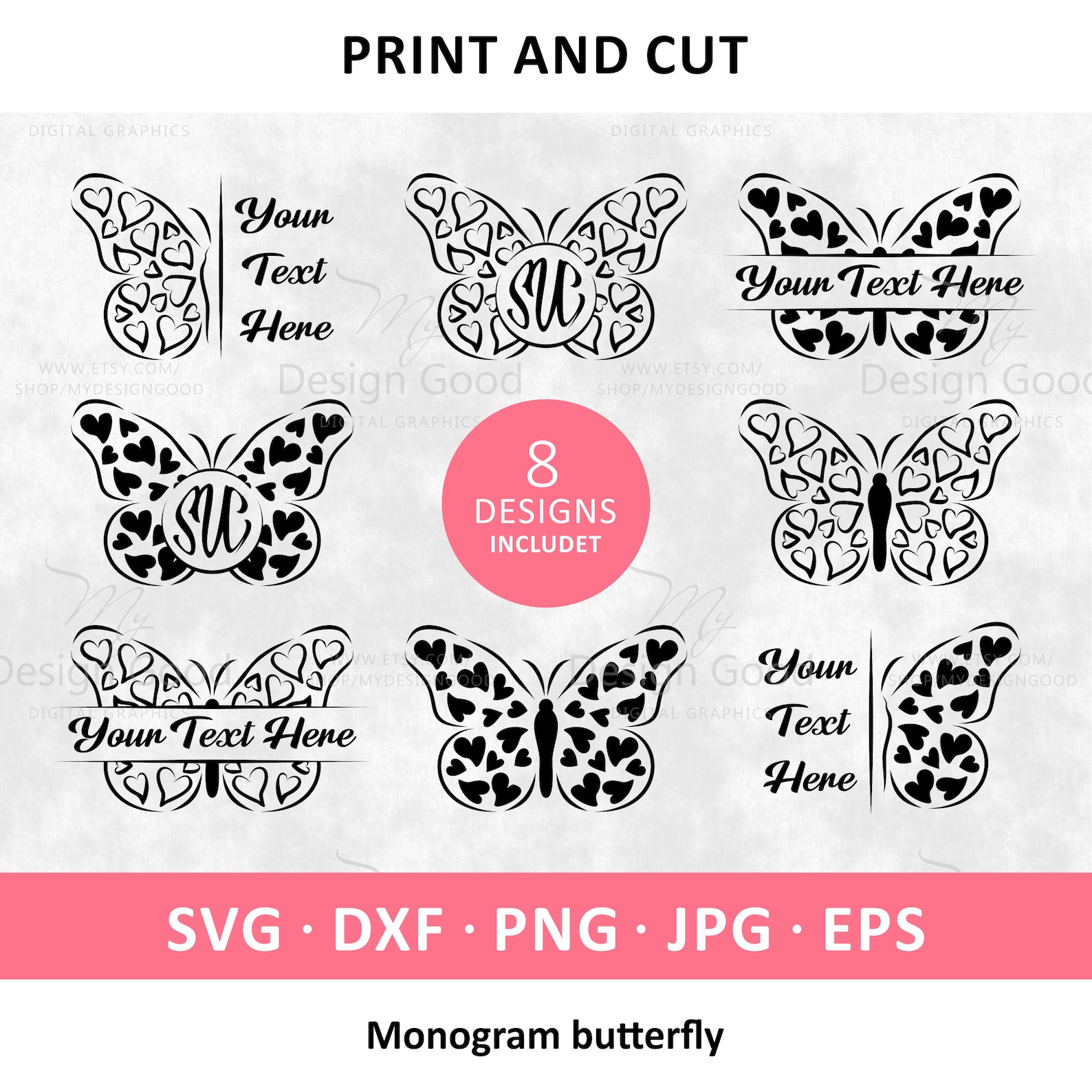 Butterfly Monogram SVG. Monogram Bundle Svg Butterfly With - Etsy